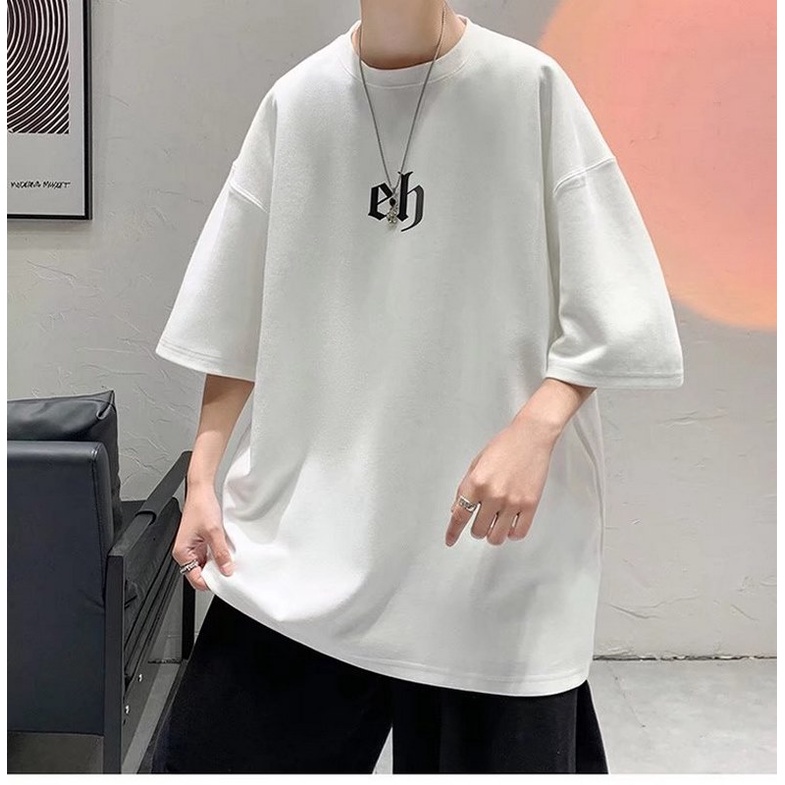 M-5XL】Men's Tops CHINISM CH Men's Tide Brand Logo Tee American Style  Oversized Unisex High Street Loose Round Neck T-shirt