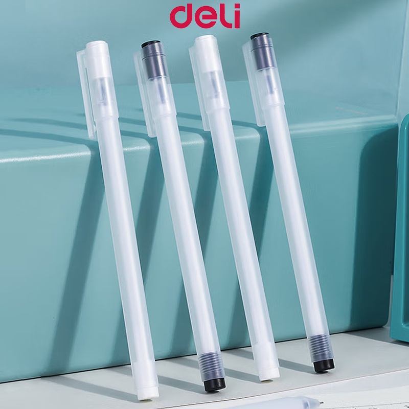 Deli Black Gel Pen 0.5mm Black Sign Writing Ballpen Pen School Supplies