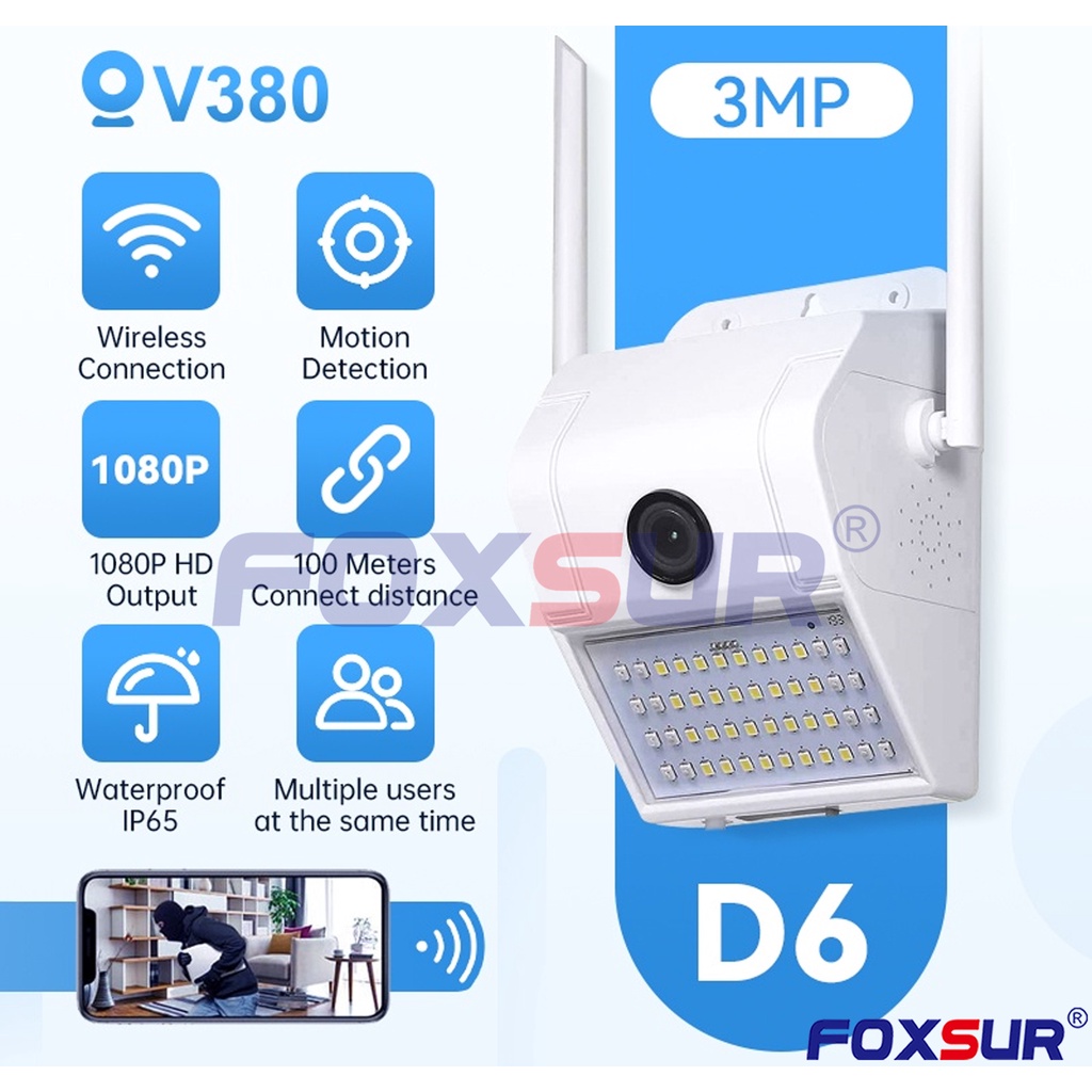 V380 D6 1080P Wireless WiFi CCTV Outdoor Waterproof IP65 Camera Wall ...