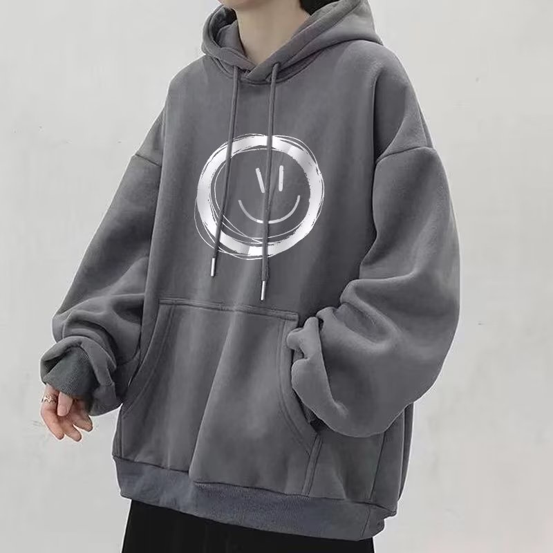 ☆CPEIC☆【M-8XL】Hoodie Oversized Smiling Face Print Pattern Korean Casual ...
