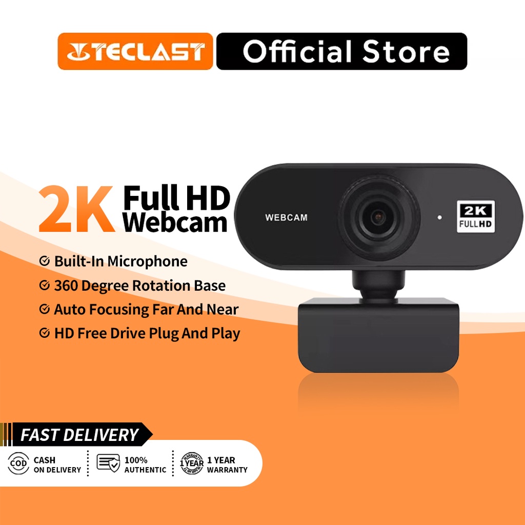 Teclast Webcam 2K/1080P/720P Full HD Video Call with Microphone for Laptop  USB Webcam | Shopee Philippines