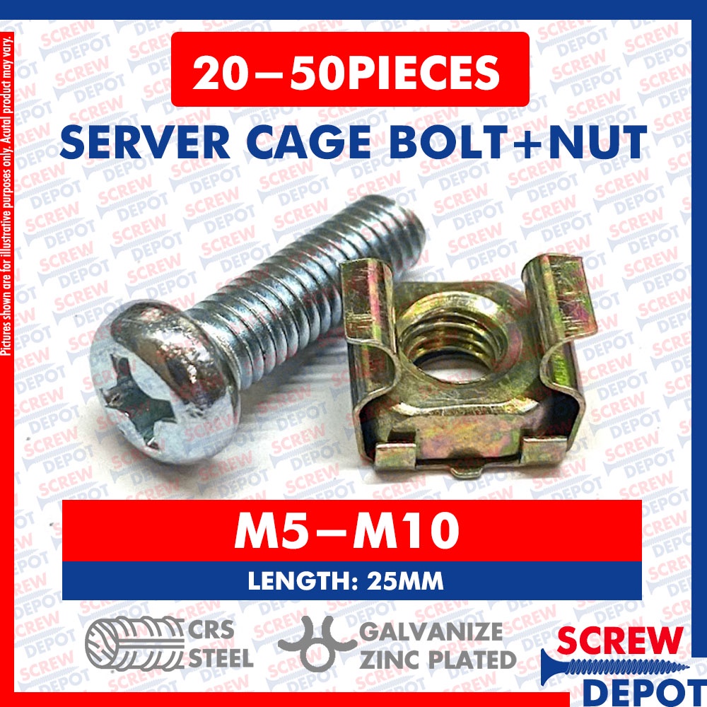 20PCS M5 M6 M8 M10 Cage Bolt and Nut / Server Rack Screw / Computer