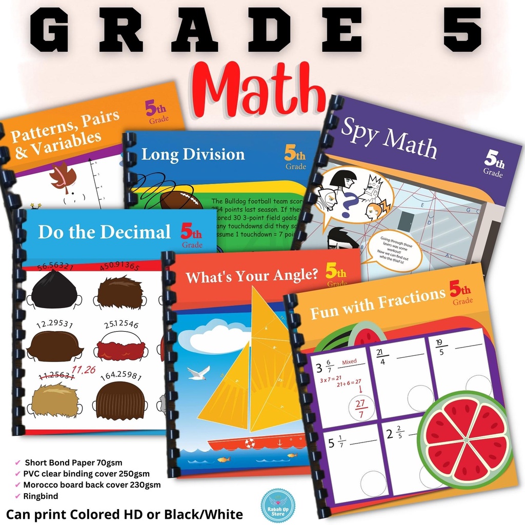 GRADE 5 (MATH) Activity Workbook Worksheet Homeschool Learning ...