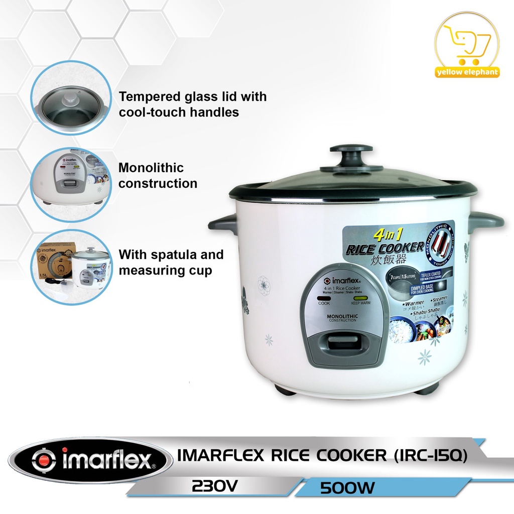 Imarflex Rice Cooker 1.5L 4in1 Teflex Crystalline NonStick Coating