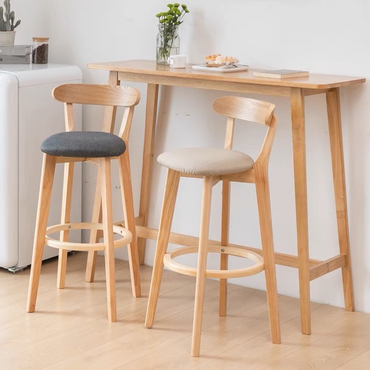 Black Backrest Bar Stool 80 Cm High Handmande With Scandinavian