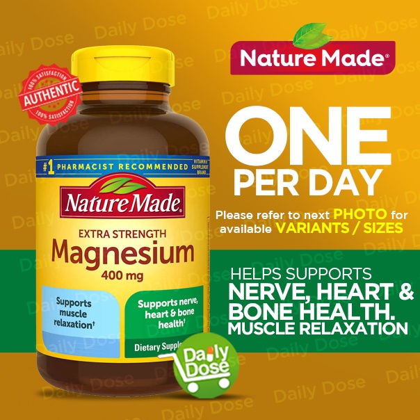 Nature Made Extra Strength Magnesium 400 mg., Softgels Shopee Philippines