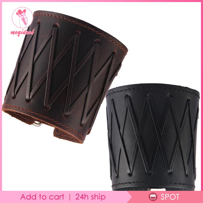 PU Leather Gauntlet Wristband Medieval Bracers Wrist Guards Wide Arm  Protector for Women Men Cool