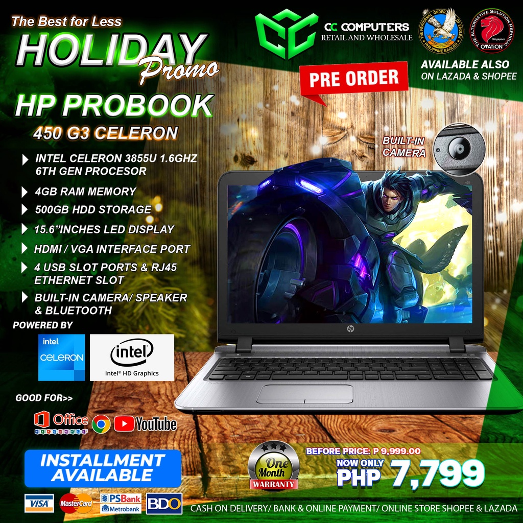 hp laptop chromebook celeron 3855 6th gen. 4gb ram 500hdd built in ...