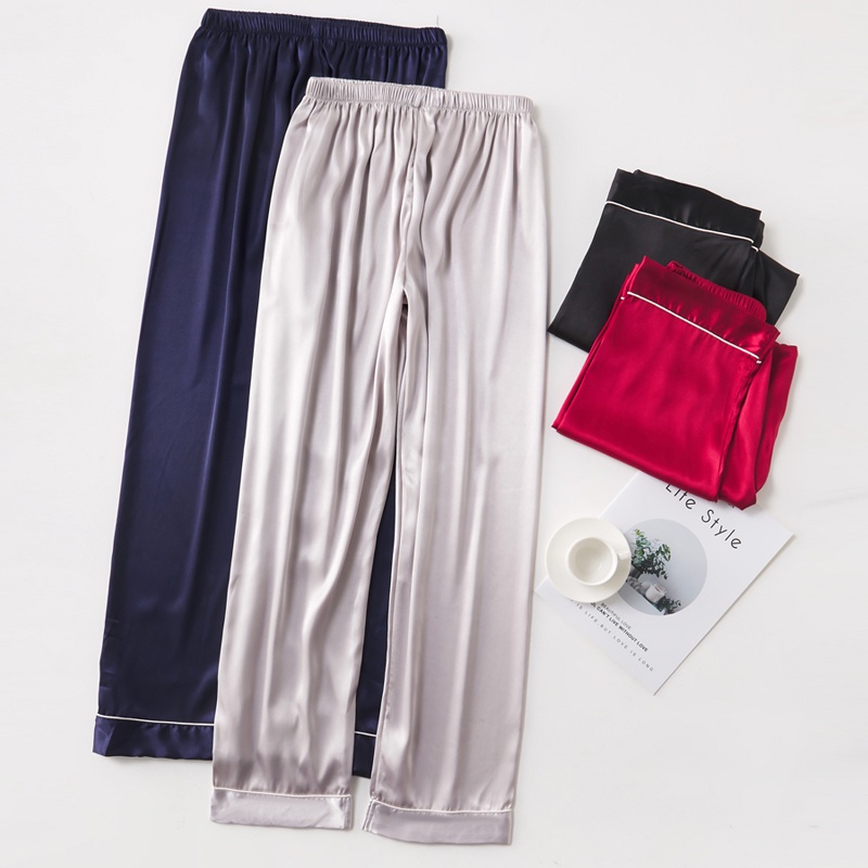 Adult Unisex Sleepwear Silk Pajama Pants Printed&Plain Nightwear ...