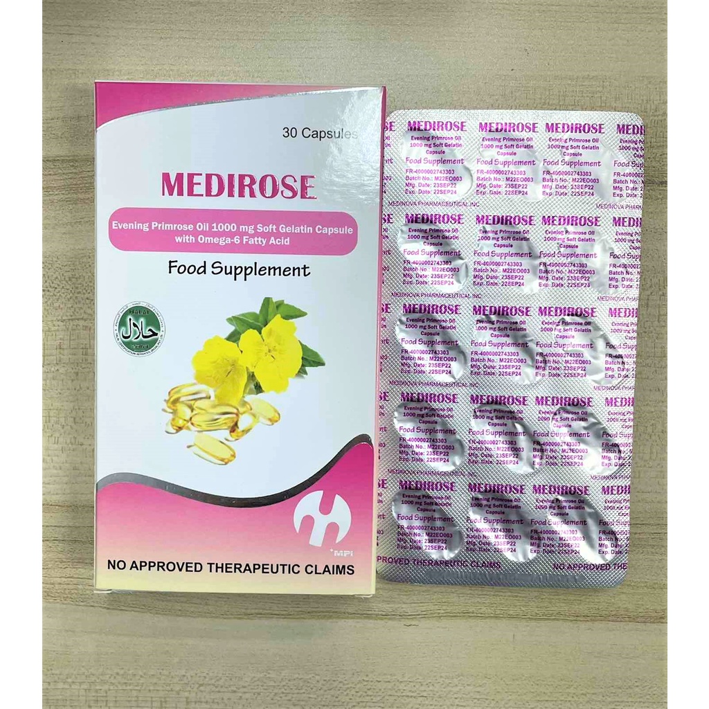 MEDIROSE Evening Primrose Oil 1000mg with Omega6 Fatty Acid Box of