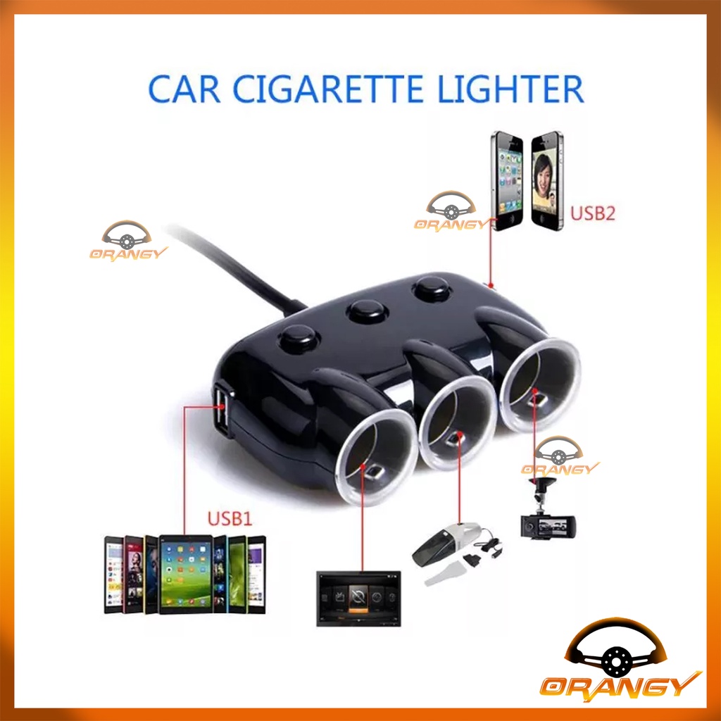 Universal 3 Ways Car Auto Socket Splitter Power Adapter 120W 5V USB Car ...