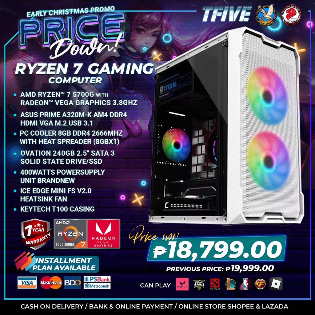 SYSTEM UNIT GAMING SET BRANDNEW AMD RYZEN 7 8GB RAM 240GB SSD Shopee