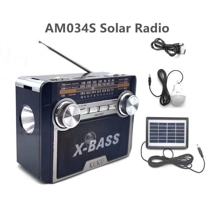 kuku 034S Rechargeable Solar AM/FM Radio with USB/SD/TF MP3 Player Free ...