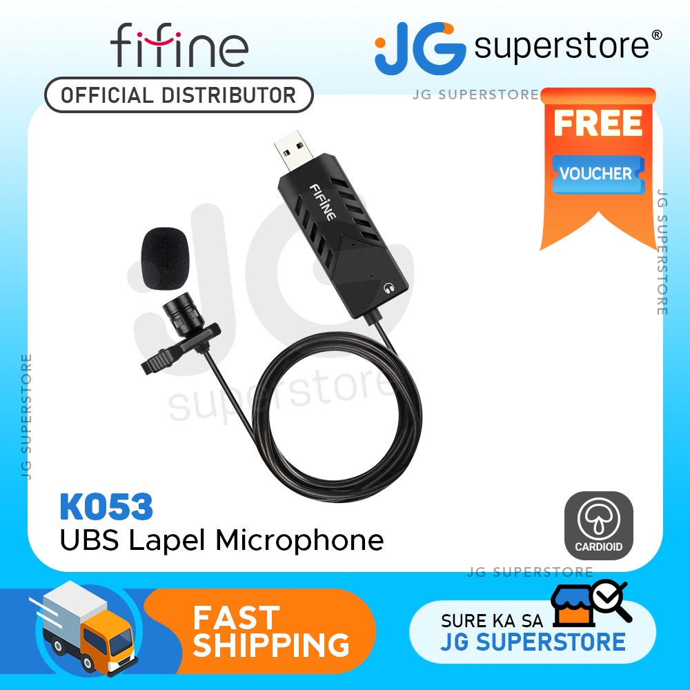 Fifine USB Lavalier Lapel Microphone, Clip-on Cardioid Condenser Computer  Mic Plug and Play USB Microphone with Sound Card for PC and Mac-K053