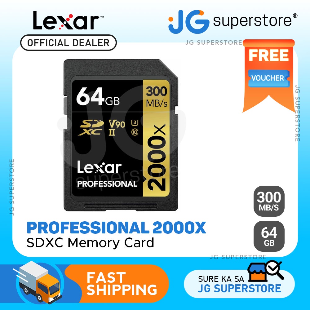 Lexar Professional 64GB SDXC V90 2000x UHSII Class 10 Memory Card LSD2000064GBNNNG Shopee