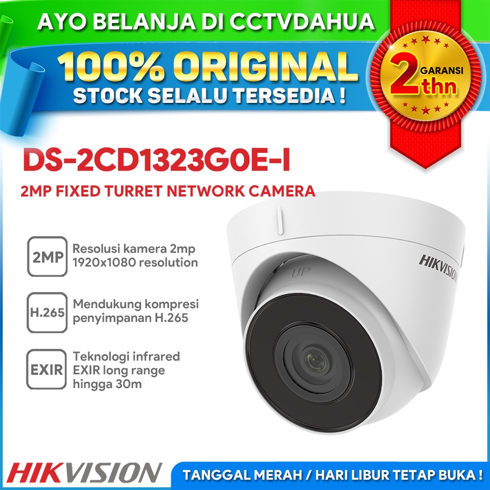 Hikvision DS-2CD1323G0E-I 2MP H.265 FIXED TURRET NETWORK CAMERA IP67 2 ...