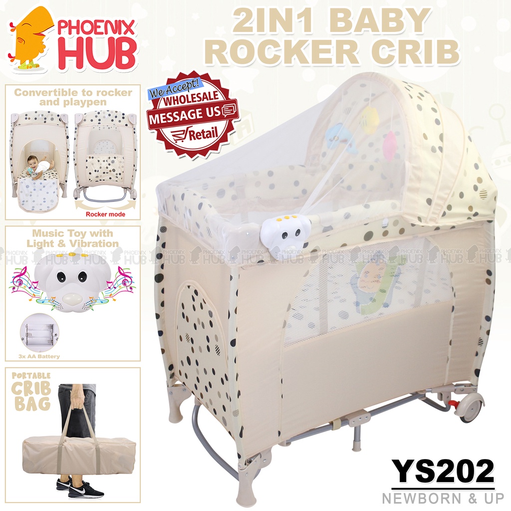 Phoenix Hub YS202 Infant Baby Crib Rocker Crib and Playpen with