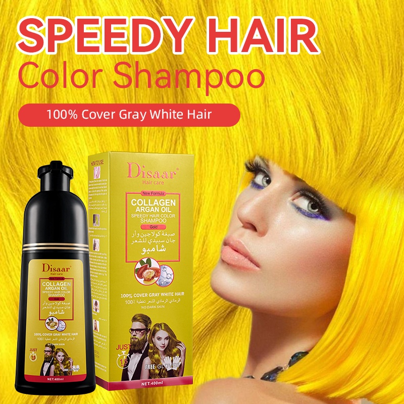 Disaar Professional Dye Natural Organic Gold Hair Color Permanent Hair Coloring Shampoo Long