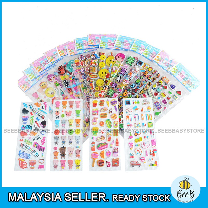 Cartoon Bubble Waterproof Sticker Cute Book Animal Car Dinosaur Sticker ...