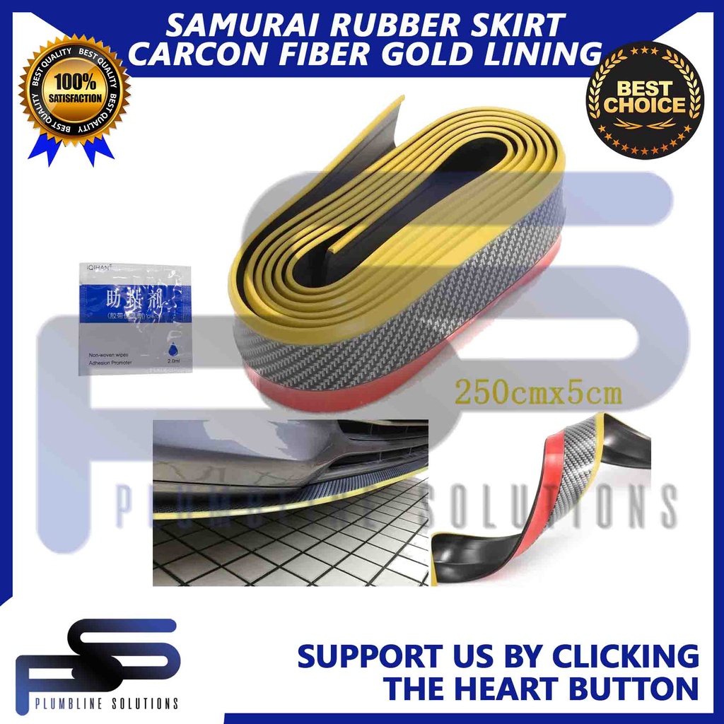 Samurai Carbon Fiber Black with Gold Lining Car Front Bumper Lip