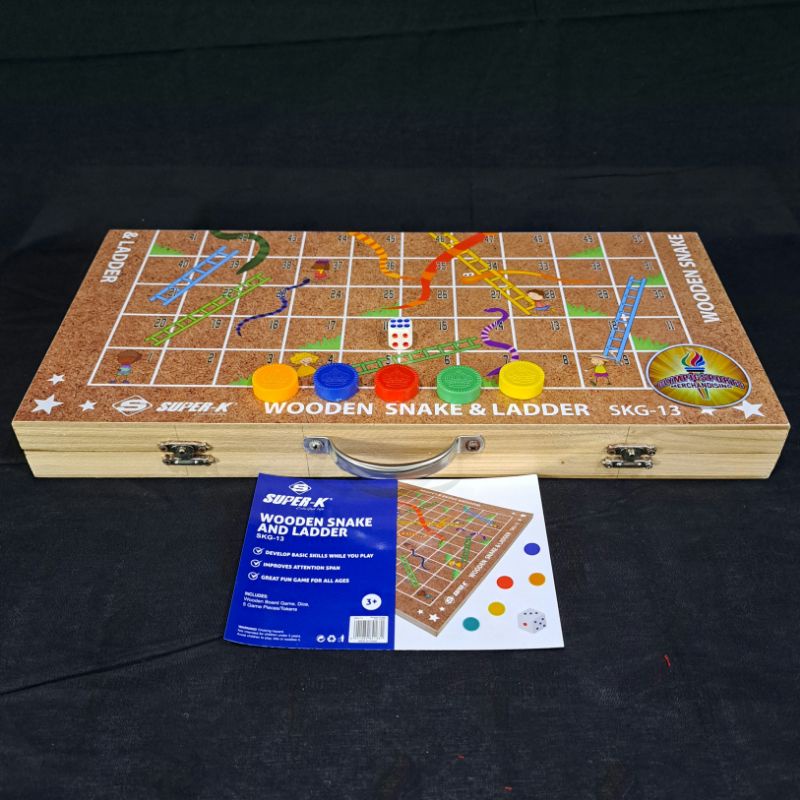 Wooden Snakes and Ladders Super K's Snakes and Ladders Wood Edition