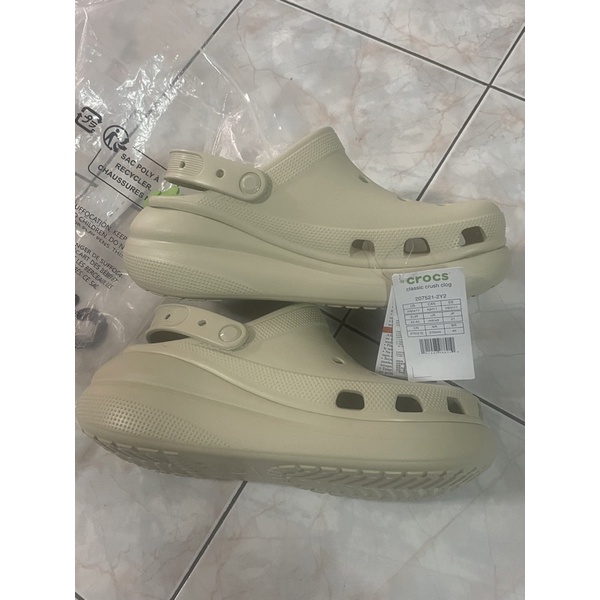 crocs classic crush clog m9/w11 Cream Color Hand 1 | Shopee Philippines