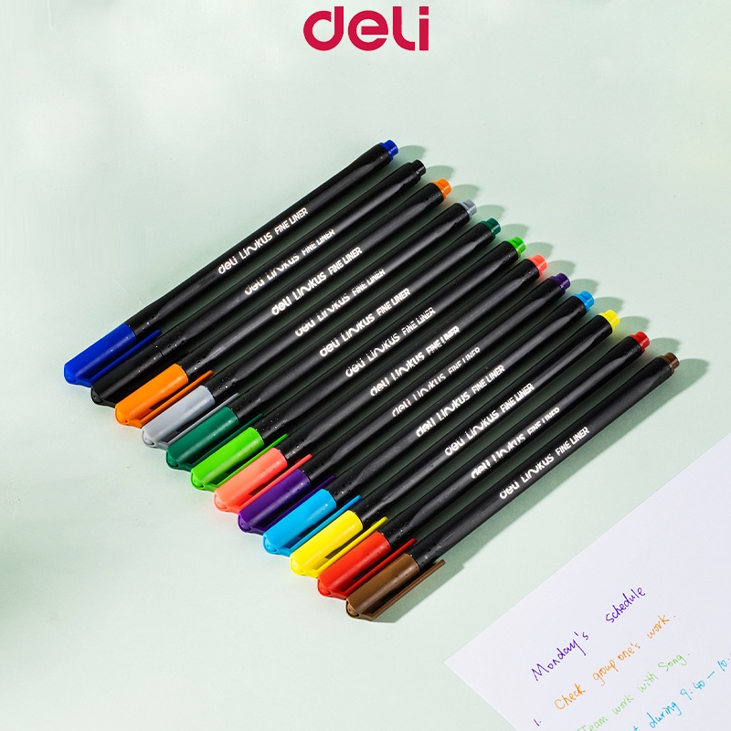 Deli 12Pcs Hook Pen Art Special Animation Drawing Pen Thin Head Comic ...