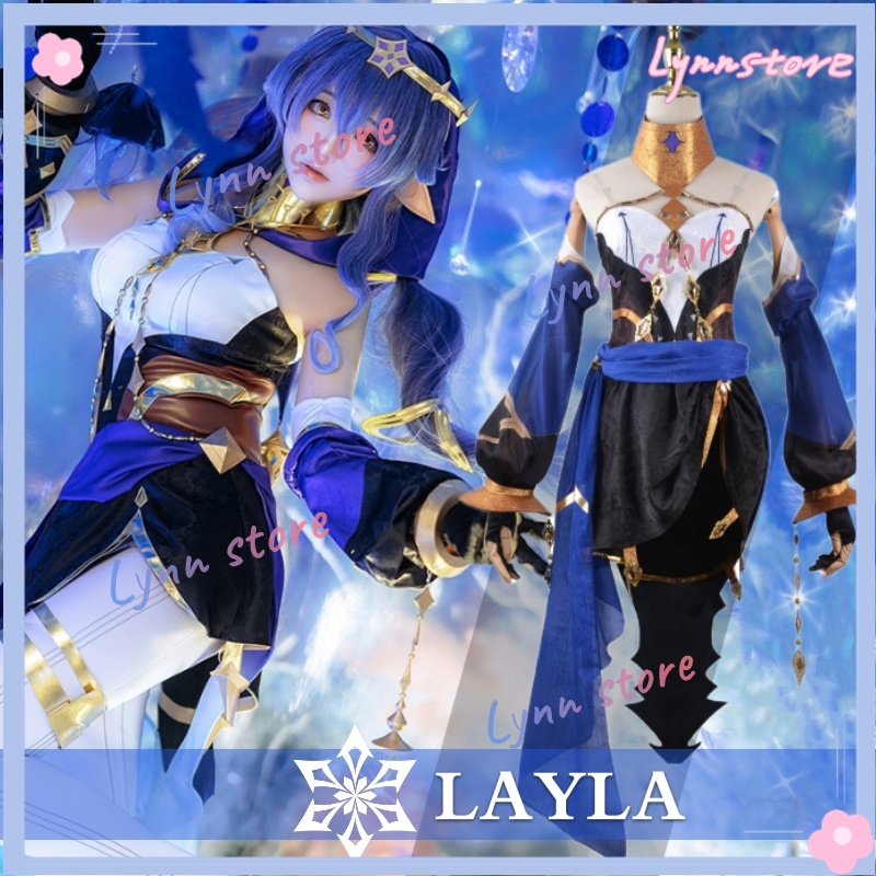 Genshin Impact Cosplay Costume Layla Dress Hat Wig Cos Full Set Sumeru