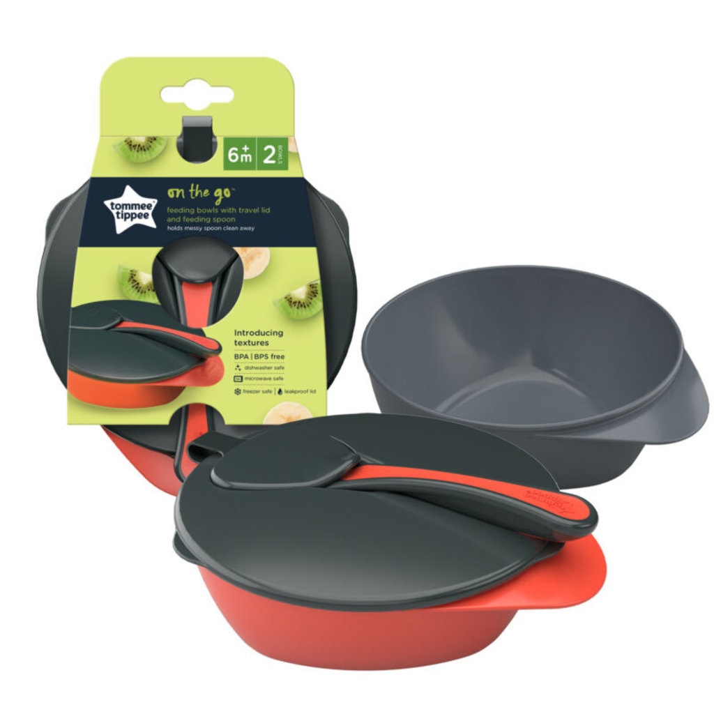 Tommee Tippee EasiScoop Feeding Bowls with lid Spoon (2 Bowls