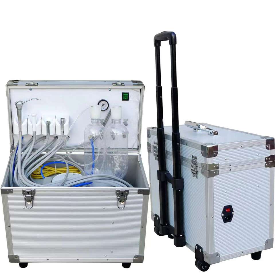 Unité De Turbine Dentaire Portable 550W Avec Compresseur Intégré + Seringue 3 Voies - Neuf