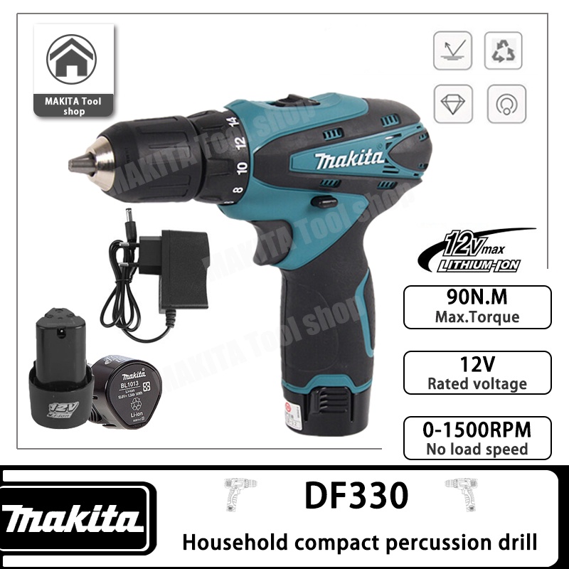 MAKITA 12V DF330 Cordless Drill（With 2 Li-ion Battery）Portable wireless ...