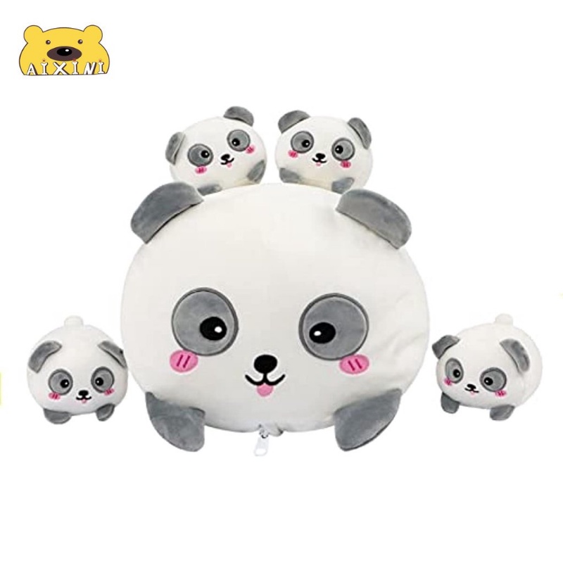 AIXINI Cute Panda Mommy Stuffed Animal with 4 Little Baby Pandas Plush ...