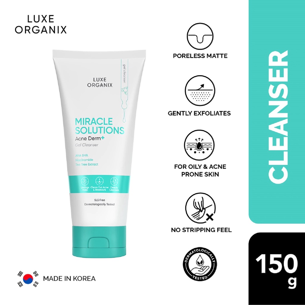 Luxe Organix Miracle Solutions AHA/BHA Gel Cleanser 150ml Shopee