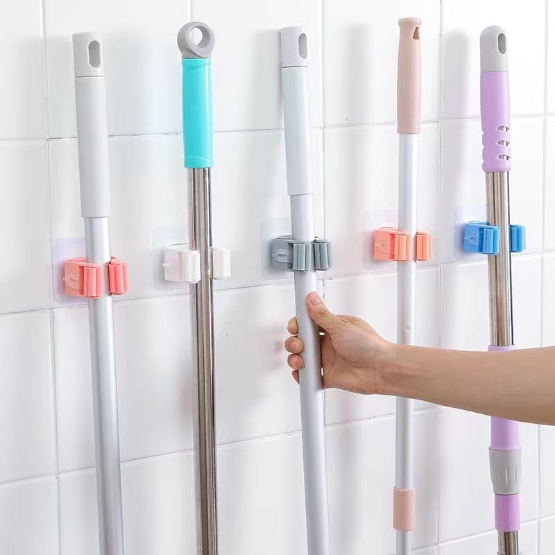 Bathroom hook mop hook broom storage rack free hanging mop rack ...