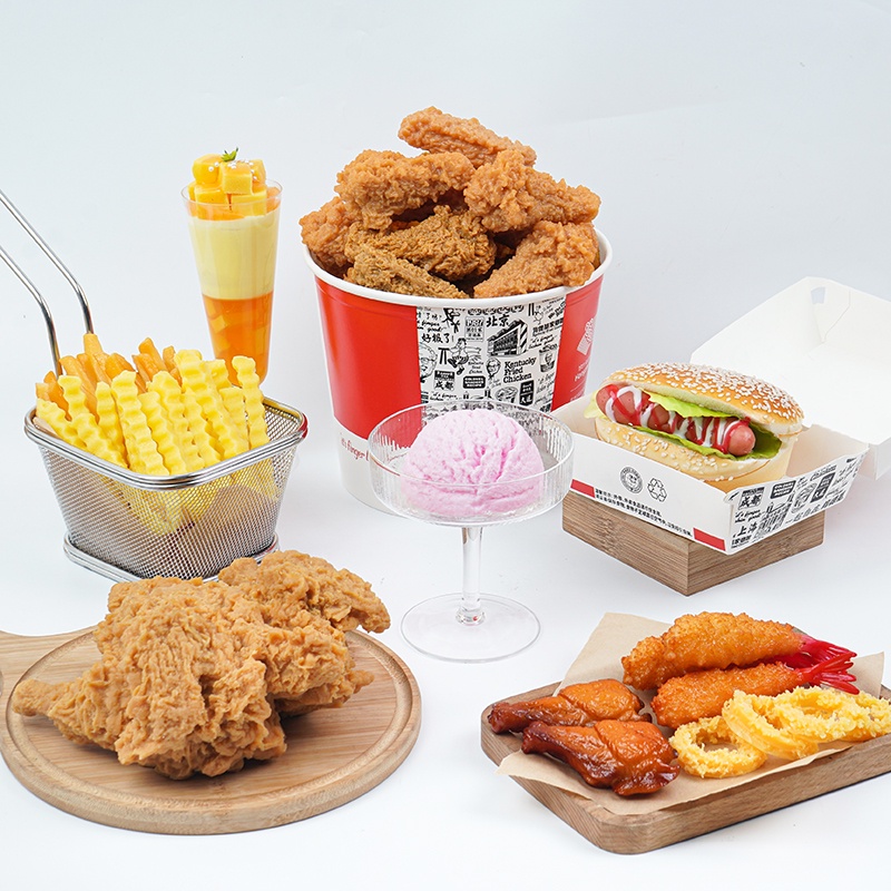 Simulation Burger Fake Chicken Rice Flower Model French Fries Roasted