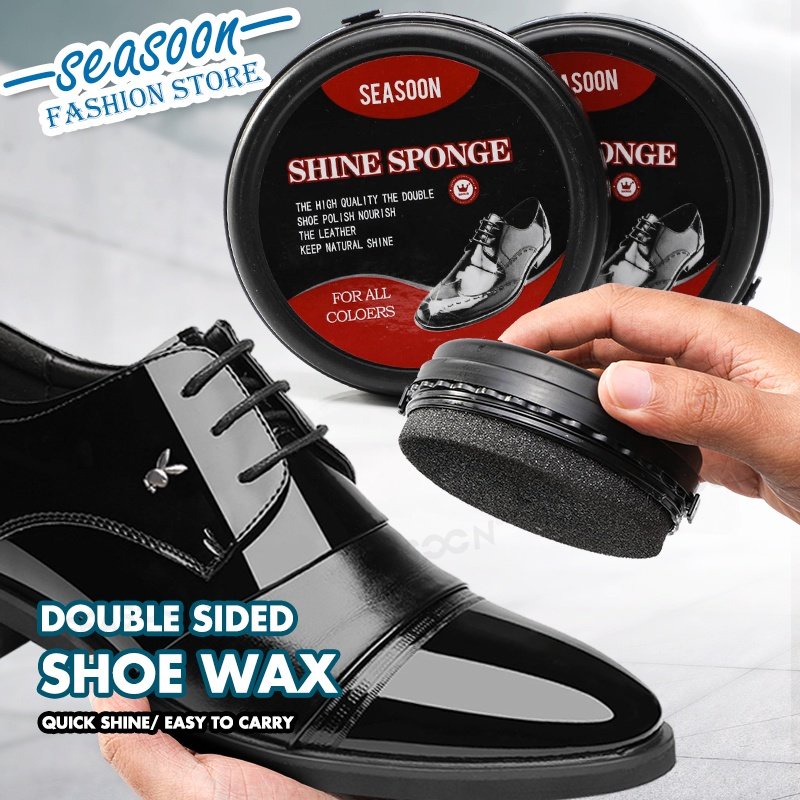 Double-sided Sponge Leather Shoe Polish Brush Tool Colorless Shoes Wax ...