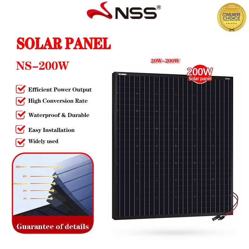 NSS Solar Panel 100W/150W/200Watts 18V Multifunctional Waterproof Solar