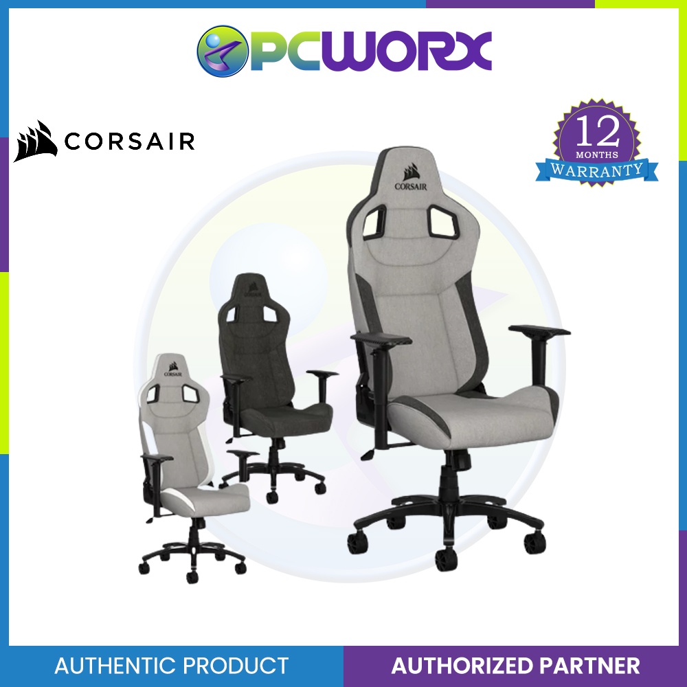 Corsair T3 RUSH Gaming Chair Charcoal Gray Charcoal White Gray