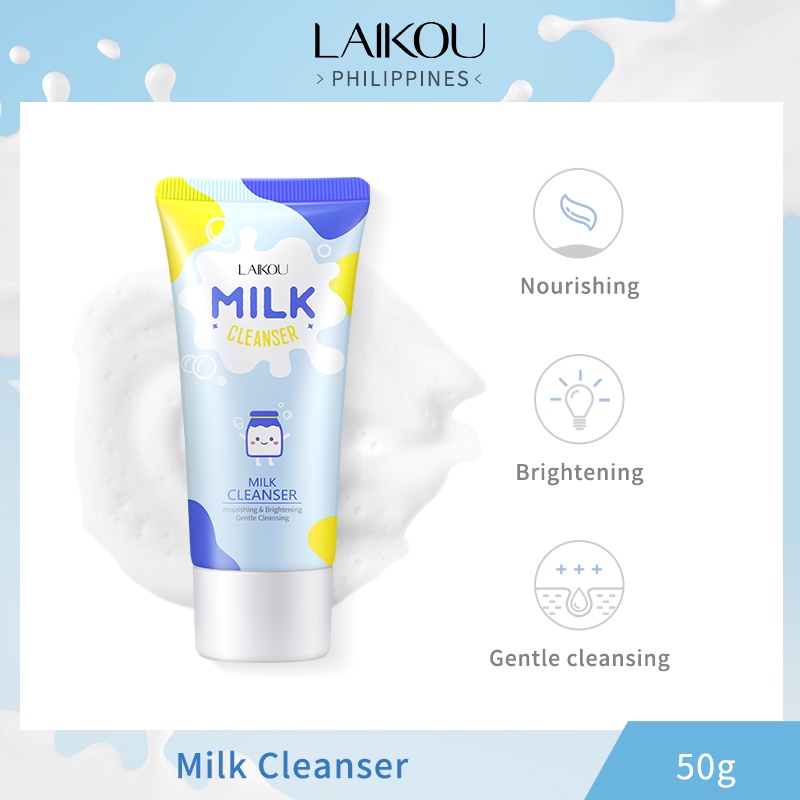 Laikou Milk Whitening Facial Wash Deep Cleansing Foam Cleanser 