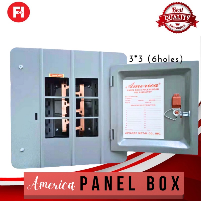 PANEL BOX 3x3 (4branches) 6 HOLES AMERICA,ELECTRICAL | Shopee Philippines
