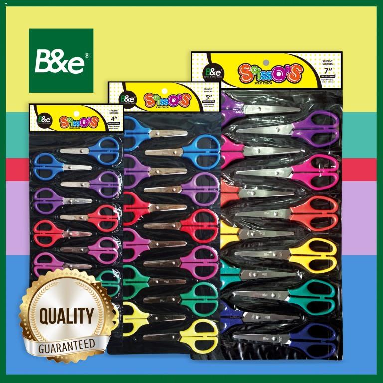12pcs/pack STUDENT SCISSORS/GUNTING SOLID COLOR 4 , 5 ,7 ONE DOZEN