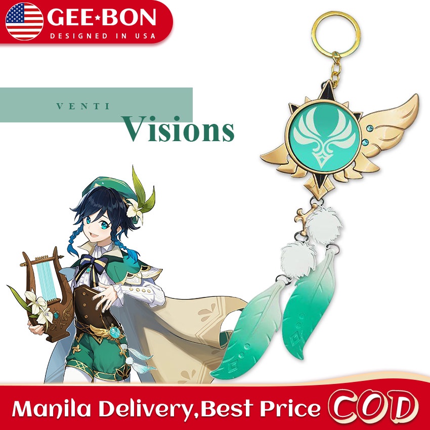 GEEBON Venti Keychain Game Genshin Impact Vision Luminous Metal Eye Of ...