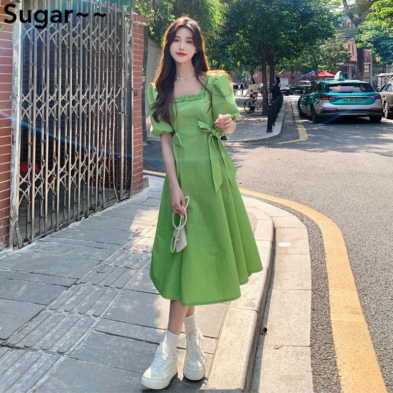 Fashionable Bellflower Slimmer Look Avocado Dress 2023 Young High-End ... image.