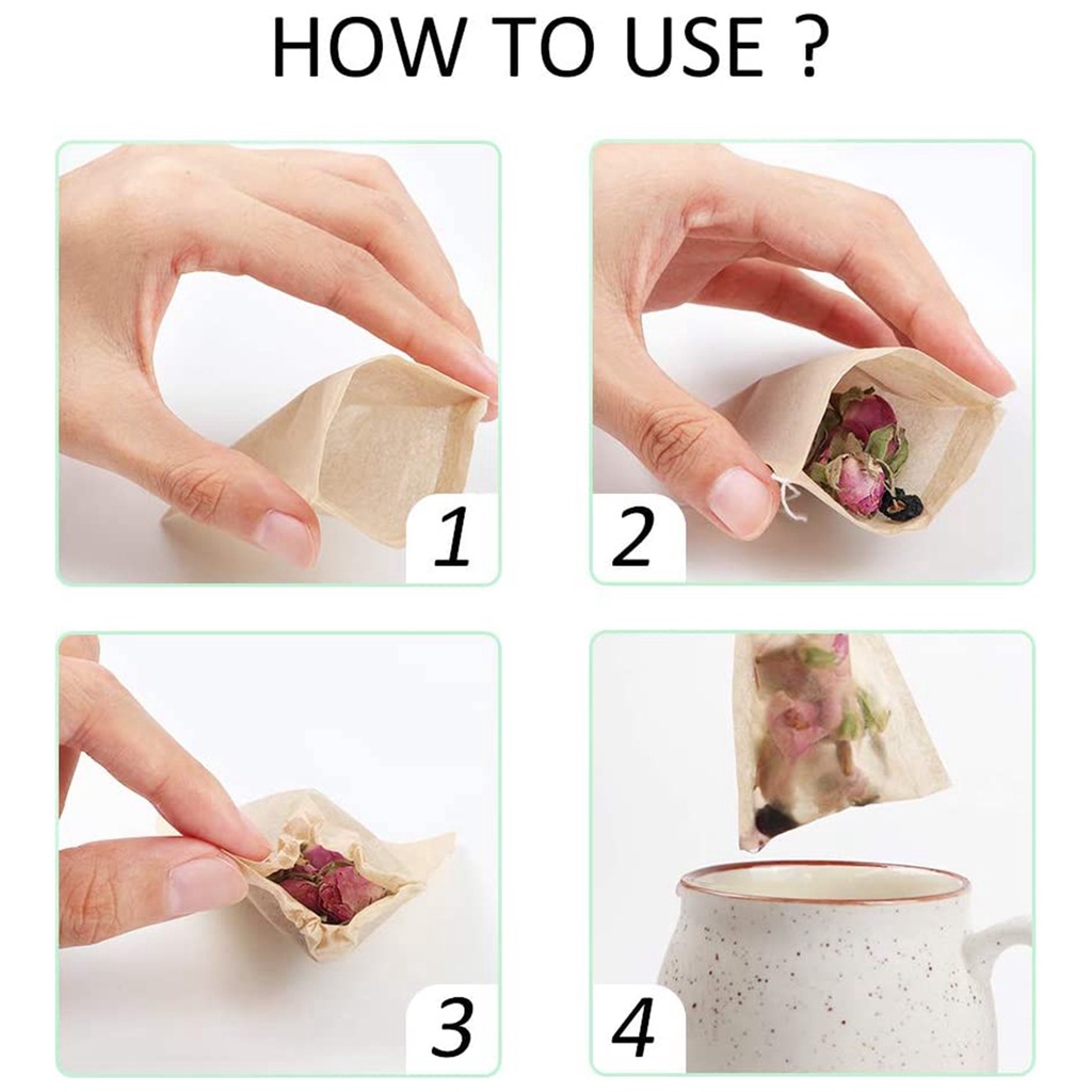 Paper Tea Bags for Loose Leaf Tea Natural Biodegradable Tea Bags with ...