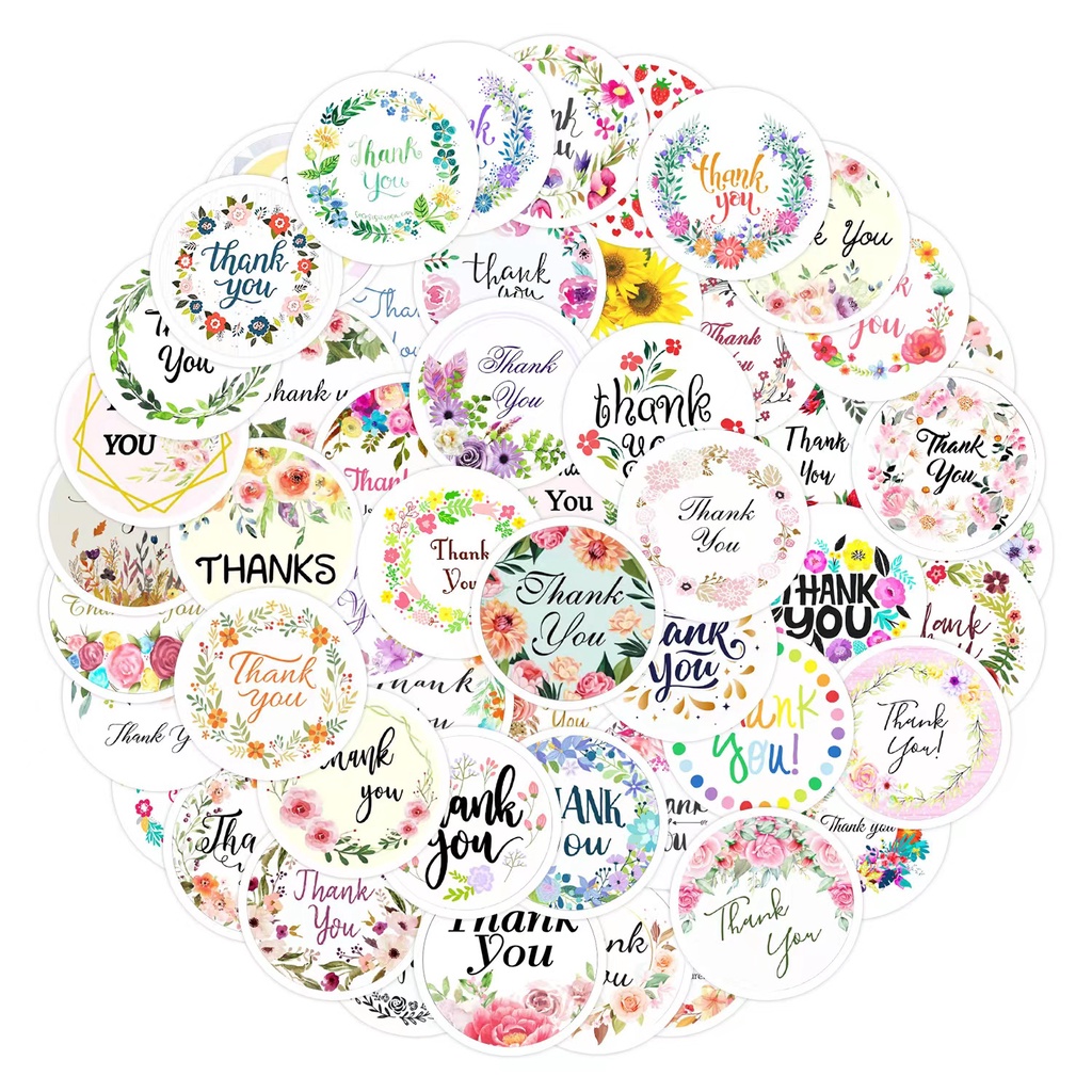 50pcs THANK YOU graffiti stickers water cup notebook stickers ...