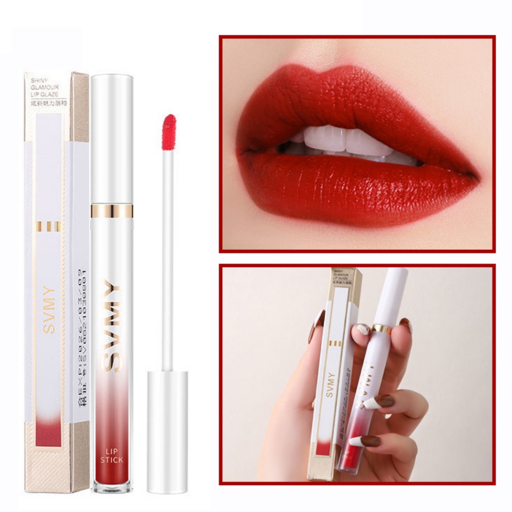 Velvet Lipstick Lip Glaze Waterproof Lip Gloss Long Lasting Sexy Red