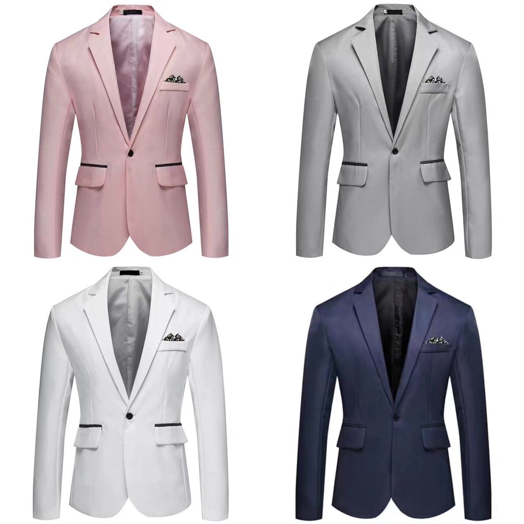 suit outwear men slim fit formal one button | Shopee Philippines