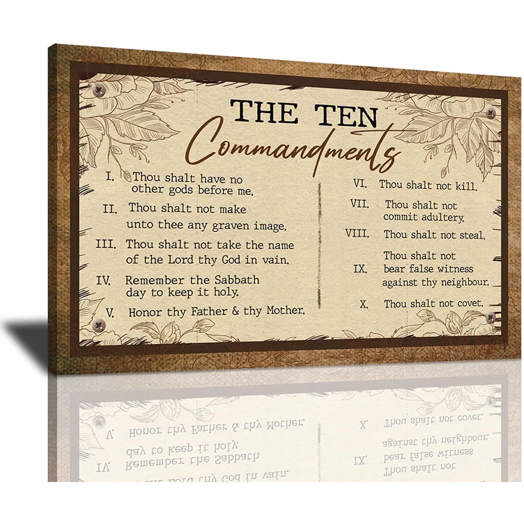 Grytapa The Ten Commandments Vintage 10 Commandments Wall Art Decor