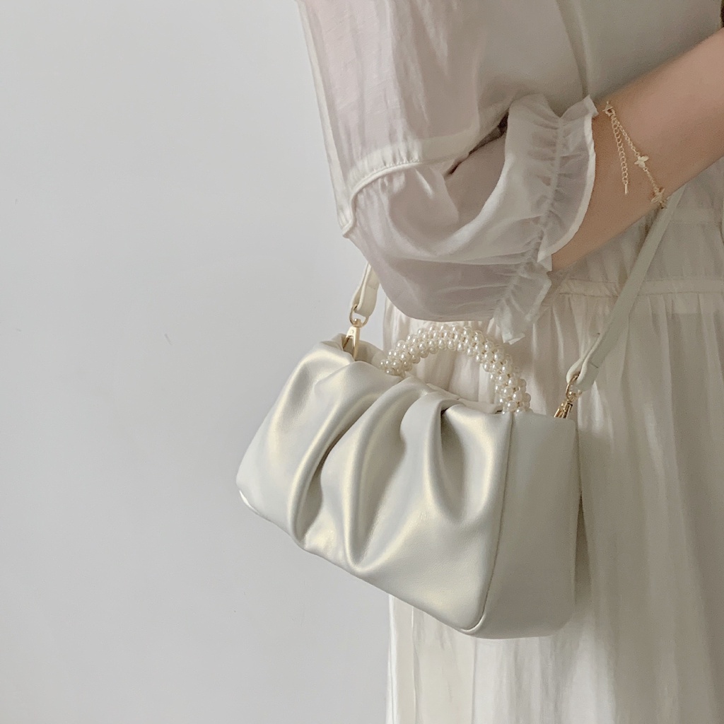 New Arrival Sweet Girl Pearl Handbag Bag Female Fashion Versatile Fold ...
