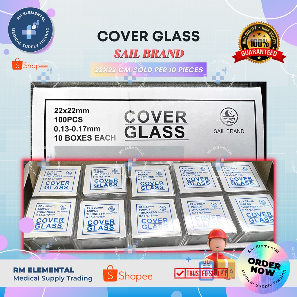 [ 10's ] COVER GLASS 22mm x 22mm SAIL BRAND Sold per Box 10s | Shopee ...